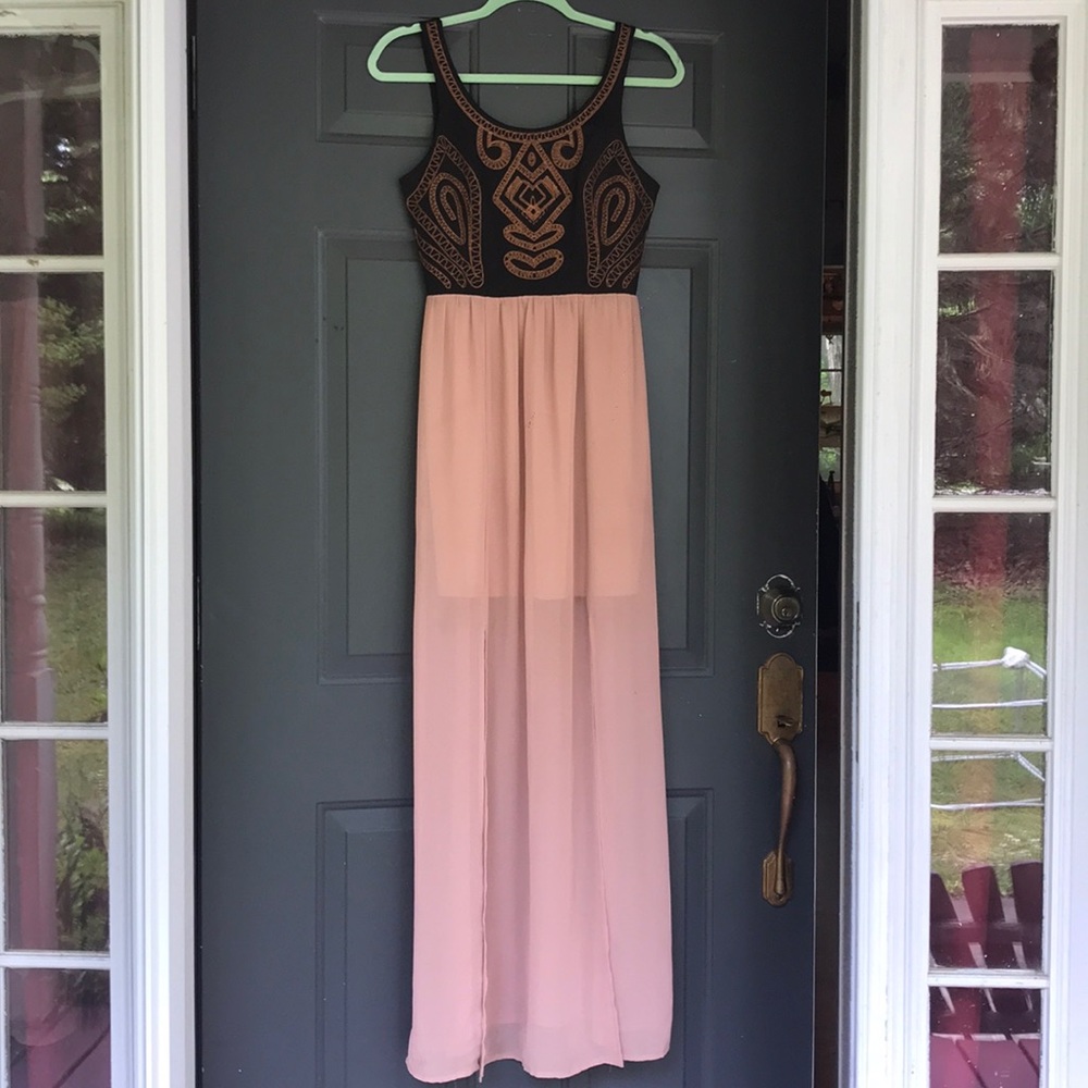 Intricate Pattern Dress with Back Cutouts